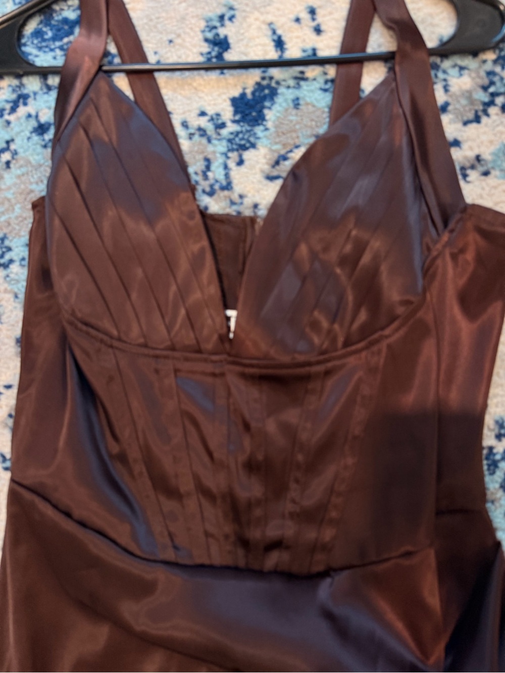 Cereda Chocolate Satin Mini Dress - Picture 9 of 11
